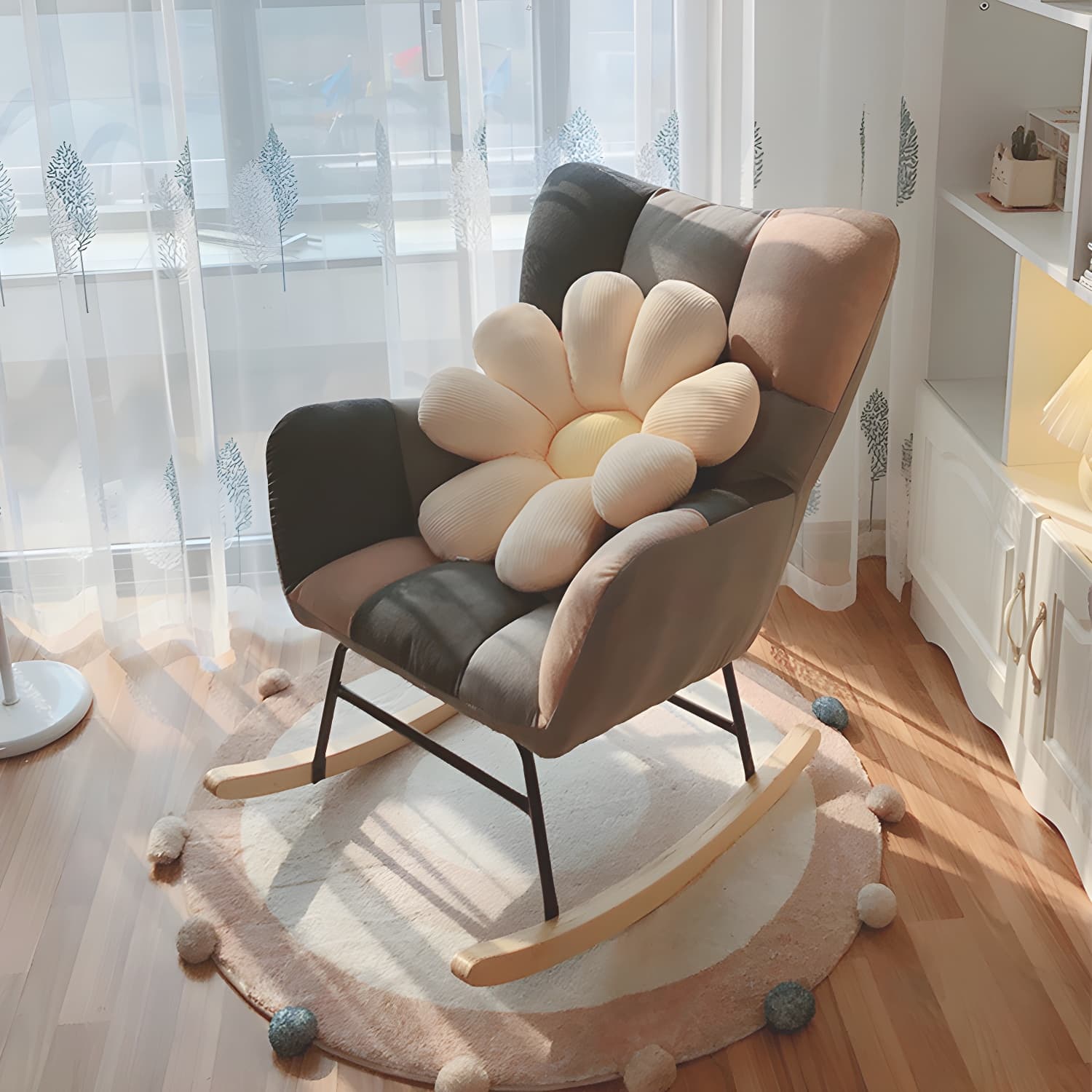 Simple Nordic Style Rocking Chair Balcony Lounge Recliner Sofa Rocking Chair thumbnail 9