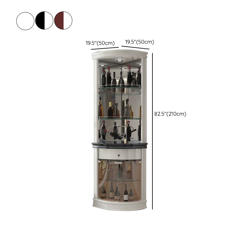 Circular Corner Glass Accent Cabinet with Clear Glass Doors and 3 Shelves thumbnail 9