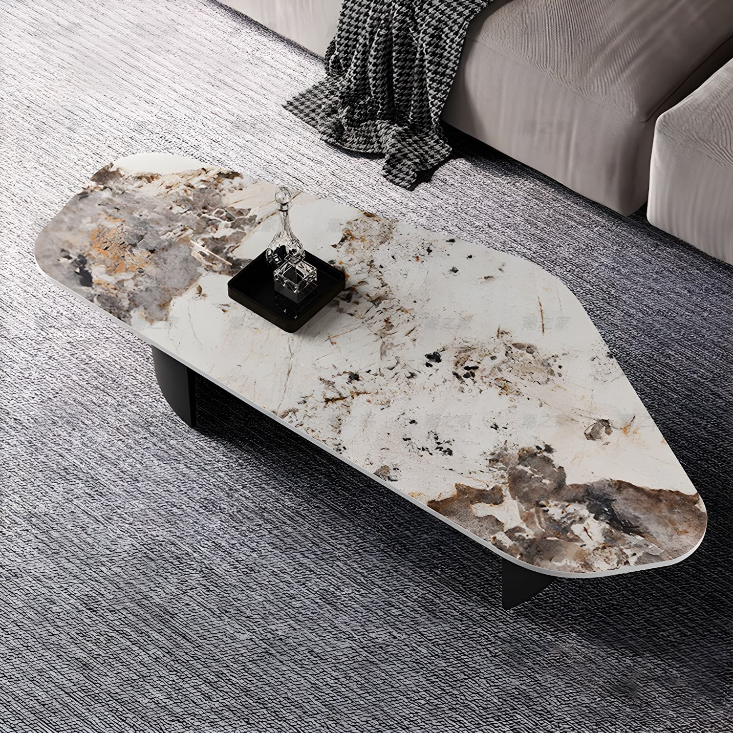 Glam Irregular Slate Top Cocktail Table Sled 15.7" H Coffee Table thumbnail 13