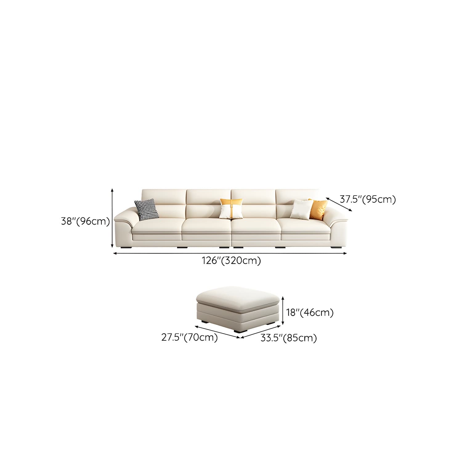 Modern Beige Stationary Sectional Sofa in Scratching Cloth with Wood Frame and Pillow Top Arms thumbnail 22