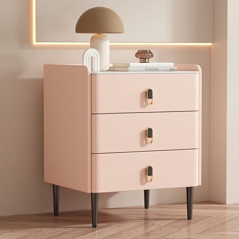 Modern Faux Leather Bachelor's Chest with Stone Countertop, 3 Drawers thumbnail 8