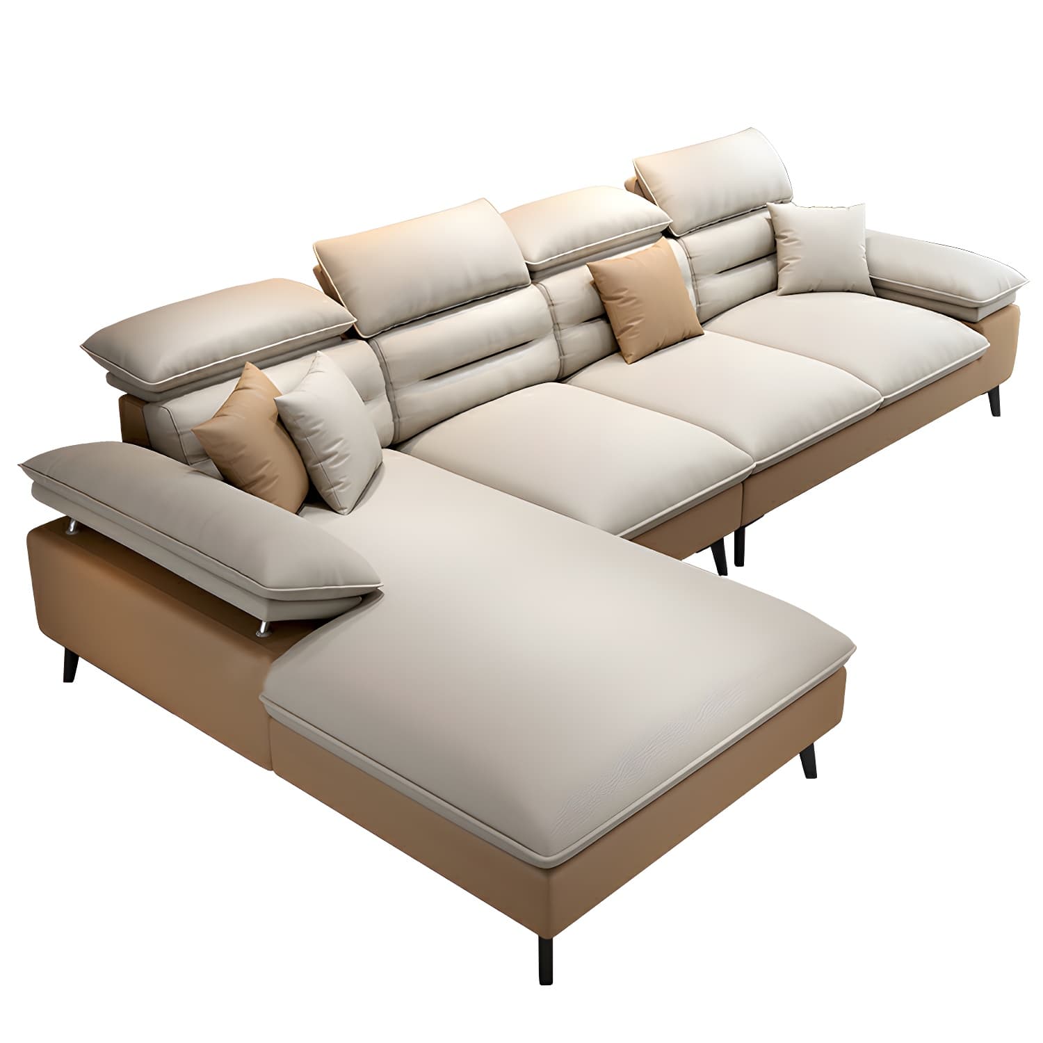 Modern L-Shape Sofa Chaise in Tech Cloth with Stationary Design and 3 Piece Set thumbnail 17