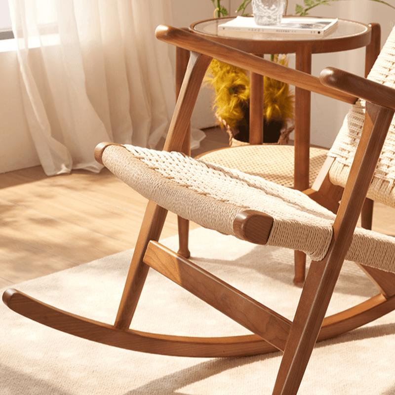 Asian Style Wicker Front Porch Rocking Chairs with Track Arm thumbnail 14