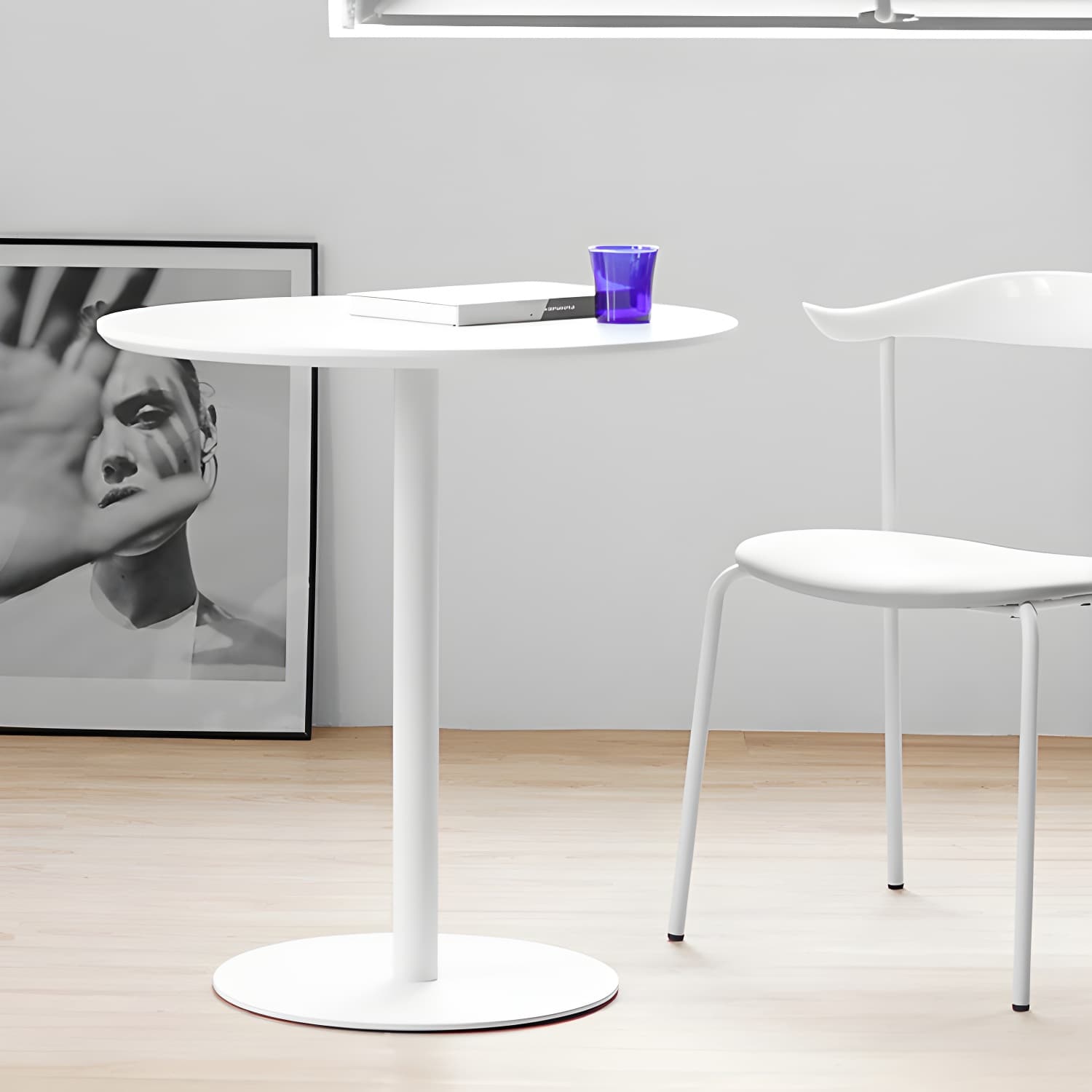 Round Tulip Base Casual Dining Table Four-Color Fixed Table with Solid Wood thumbnail 19
