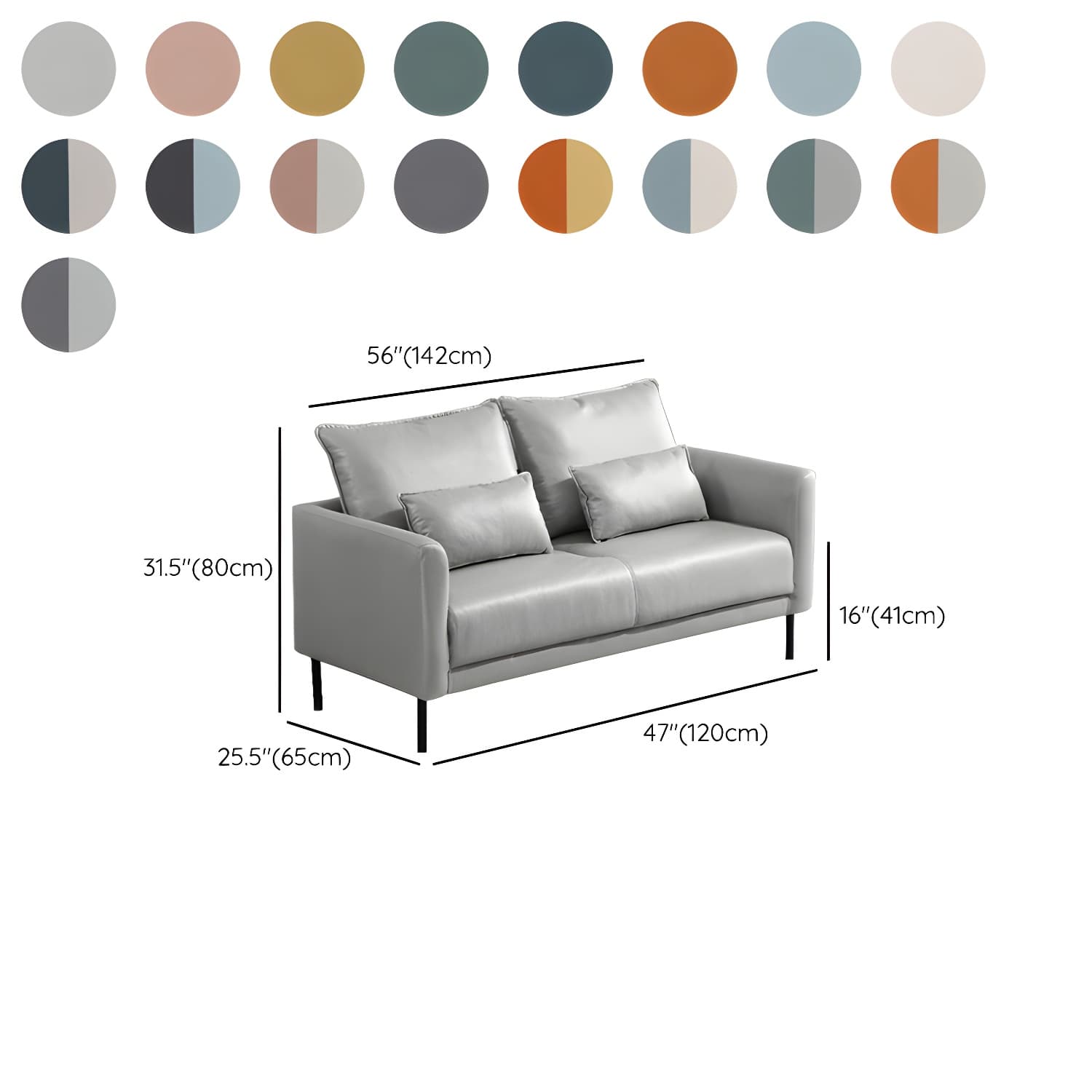 Scandinavian Faux Leather Seats 2 Loveseat with Tuxedo Arm and Stain Resistant Feature thumbnail 22