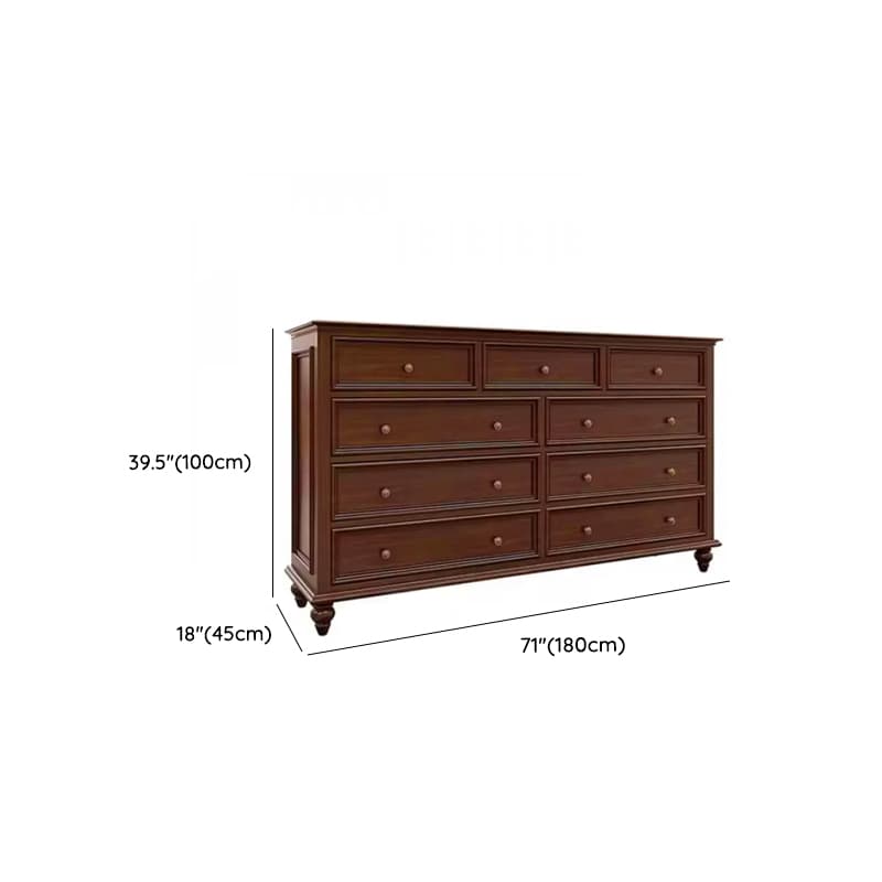 Cocoa Retro Ash Wood Double Dresser/Lingerie Chest/Bachelor Chest with 9/7/8 Drawers in Horizontal/Vertical Orientation thumbnail 12