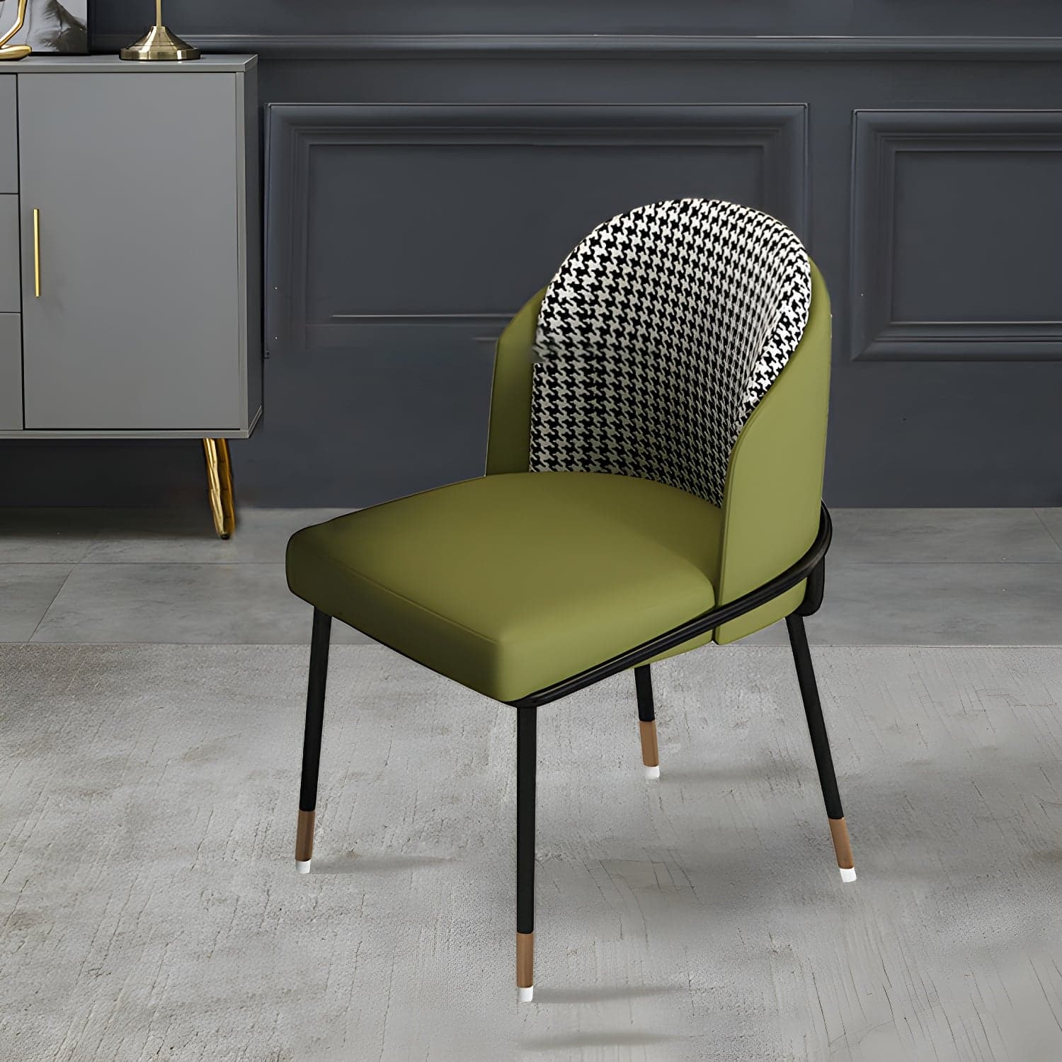 Glam Low-Back Upholstered Chair with Sleek Black Metal Legs for Kitchen & Dining thumbnail 12