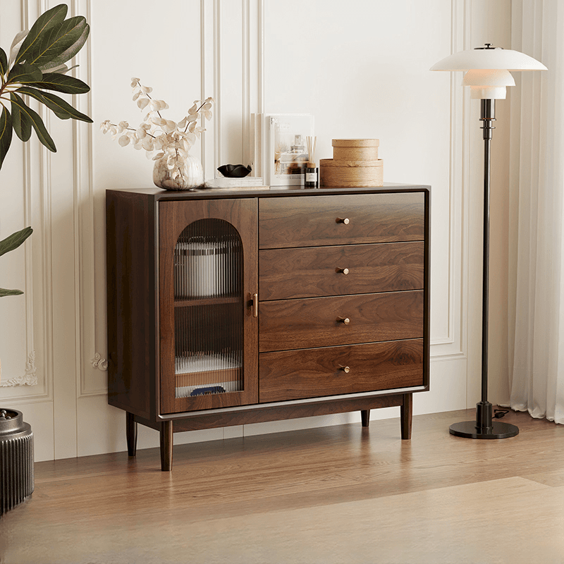 Independent Composite Wood Utility Storage Cabinet with Cabinet, Glass Door, Flexible Shelf, and Cabinet Knobs in Cocoa thumbnail 8