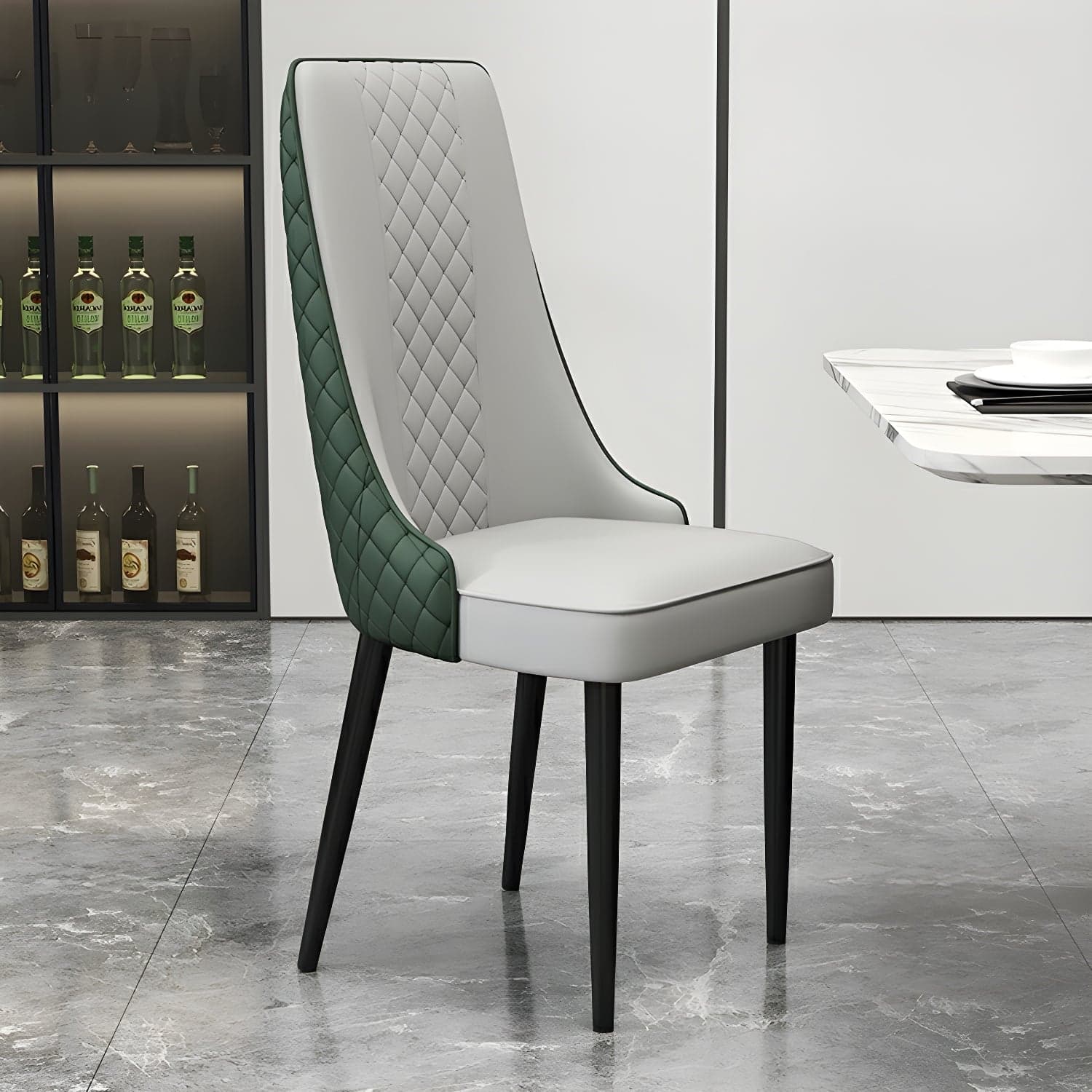 Comfortable and Stylish Faux Leather High Back Upholstered Chair for Kitchen and Dining thumbnail 8