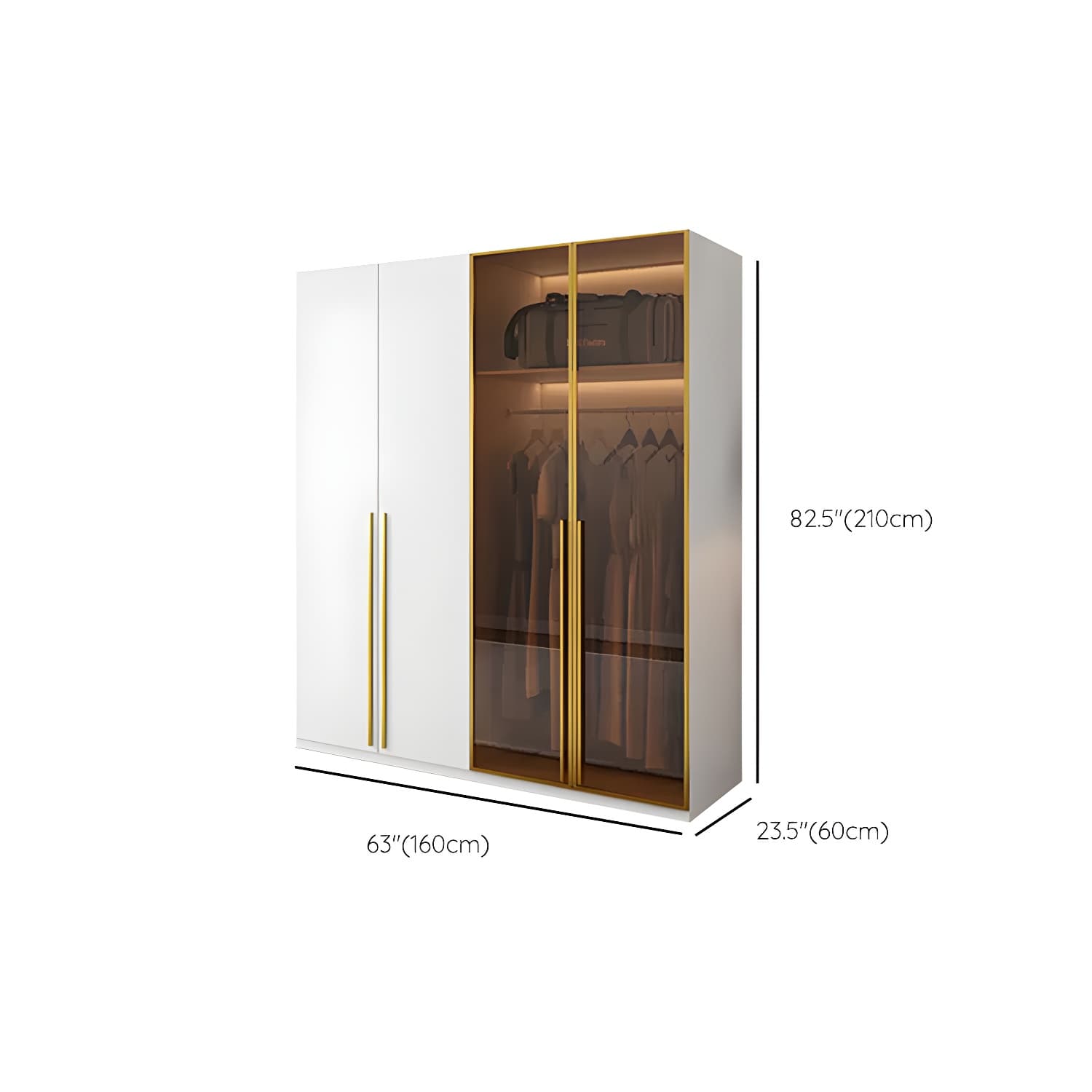 Modern White Wood Frame Wardrobe Armoire Freestanding Wardrobe with Soft Close Drawers thumbnail 13