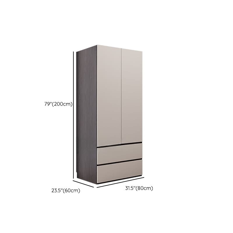 Light Gray Modish Manufactured Wood Independent Armoire Cabinet with 2 Drawers/4 Drawers, Interior Shelves, and Clothing Rod thumbnail 16