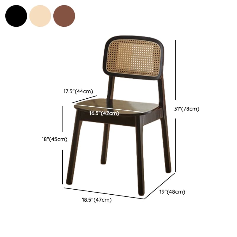 Leatherette/Wood/Rattan Entwined Balanced Armless Chair with Uncovered Back and Timber Legs in Sepia/Ink/Wood Color in a Scandinavian Style thumbnail 24
