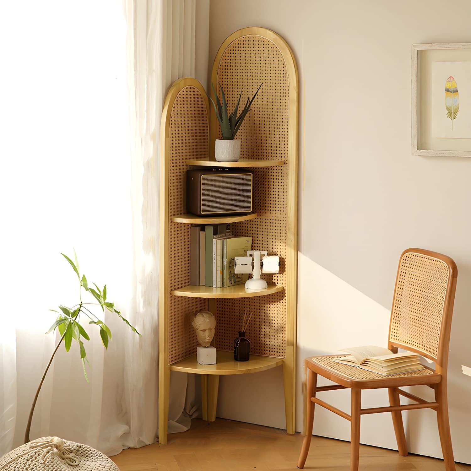 Corner Scandinavian with Wood Counter Top and Rubberwood Legs, 4 Shelves & Straight Legs thumbnail 2