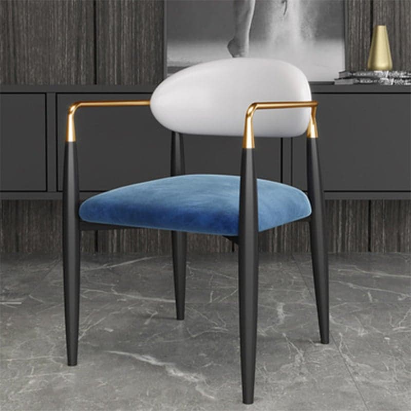 Faux Leather/Velour Upholstered Arm Chair with Arms and Black Legs in a Casual Style thumbnail 1