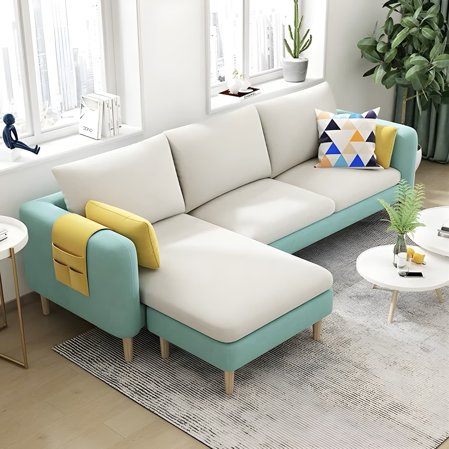 79.5" W L-Shaped Sectional Sofa with Square Arm and Bolster Pillows thumbnail 13