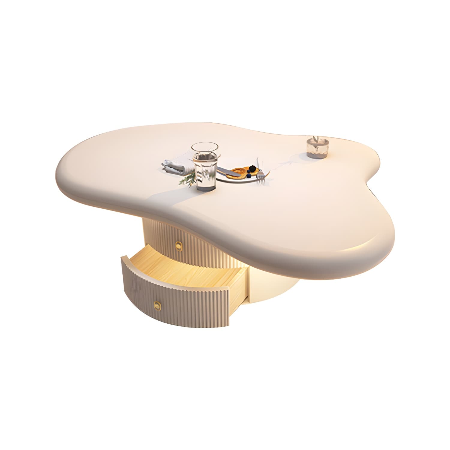 Nordic Irregular Coffee Table in White of 15.7" H with Acrylic Legs thumbnail 5