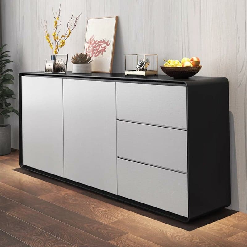 Simplistic 3 Drawers Freestanding Floor Sideboard/Server in Wood with 3 Shelves and Cabinet thumbnail 3