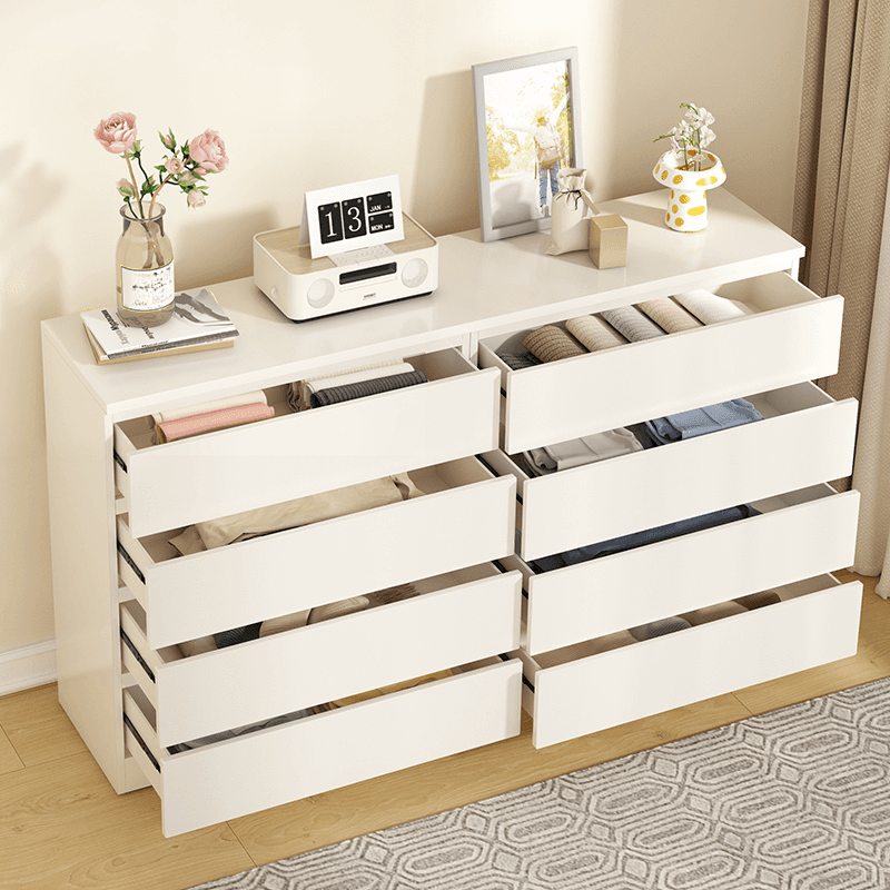 White Simple Manufactured Wood Console Dresser/Bachelor Chest/Lingerie Chest with 10/5/8 Drawers in Horizontal/Vertical Orientation thumbnail 2