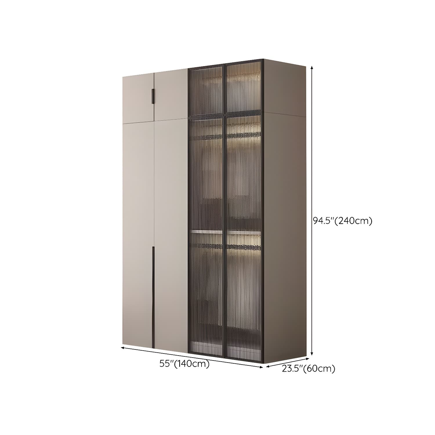 Modern Grey Wardrobe Armoire with Clothing Rod & Adjustable Shelves thumbnail 22