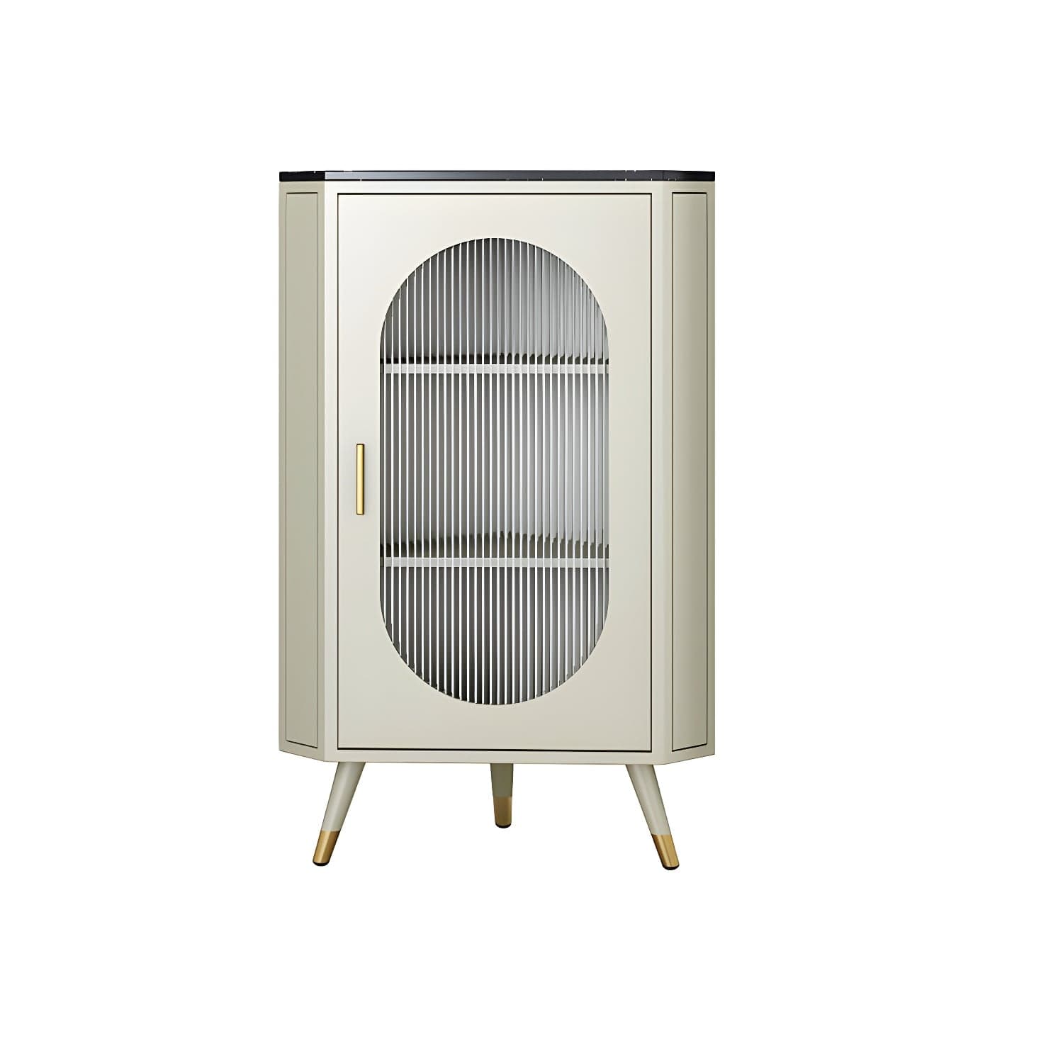 Modern Corner Accent Cabinet with Glass Doors and Iron Base (Easy Assembly) thumbnail 3