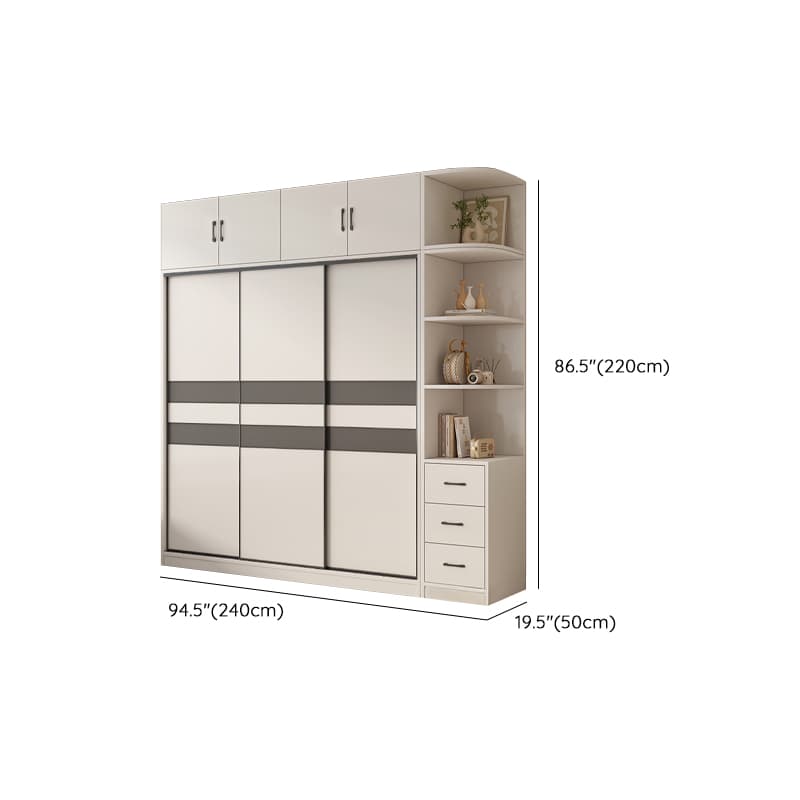 Chalk Nordic Timber Wardrobe with 3 Drawers, Self-supporting Design, Soft Close Door, and Clothing Rod thumbnail 37