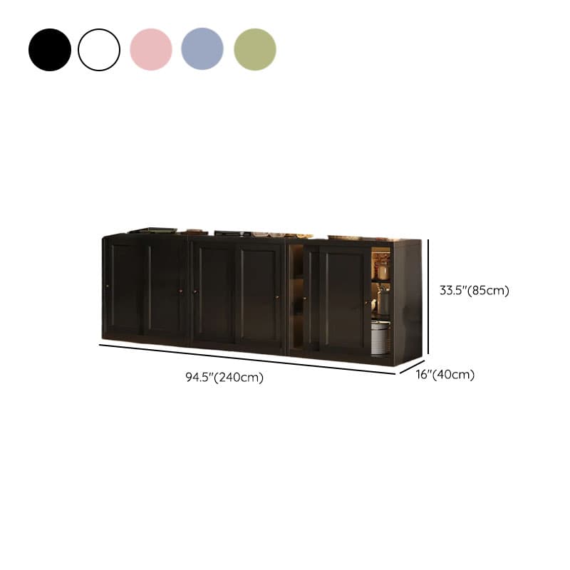 Art Deco Standard/Wide Oven Cabinet with Kitchen Cupboards, Iron Countertop, and Adjustable Sliding Doors thumbnail 11