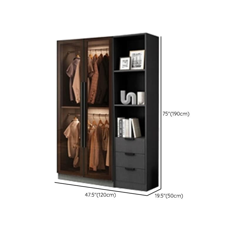 Ink Casual Lumber Wardrobe with Soft Close Door, Interior Shelves, and Hanging Rod thumbnail 19