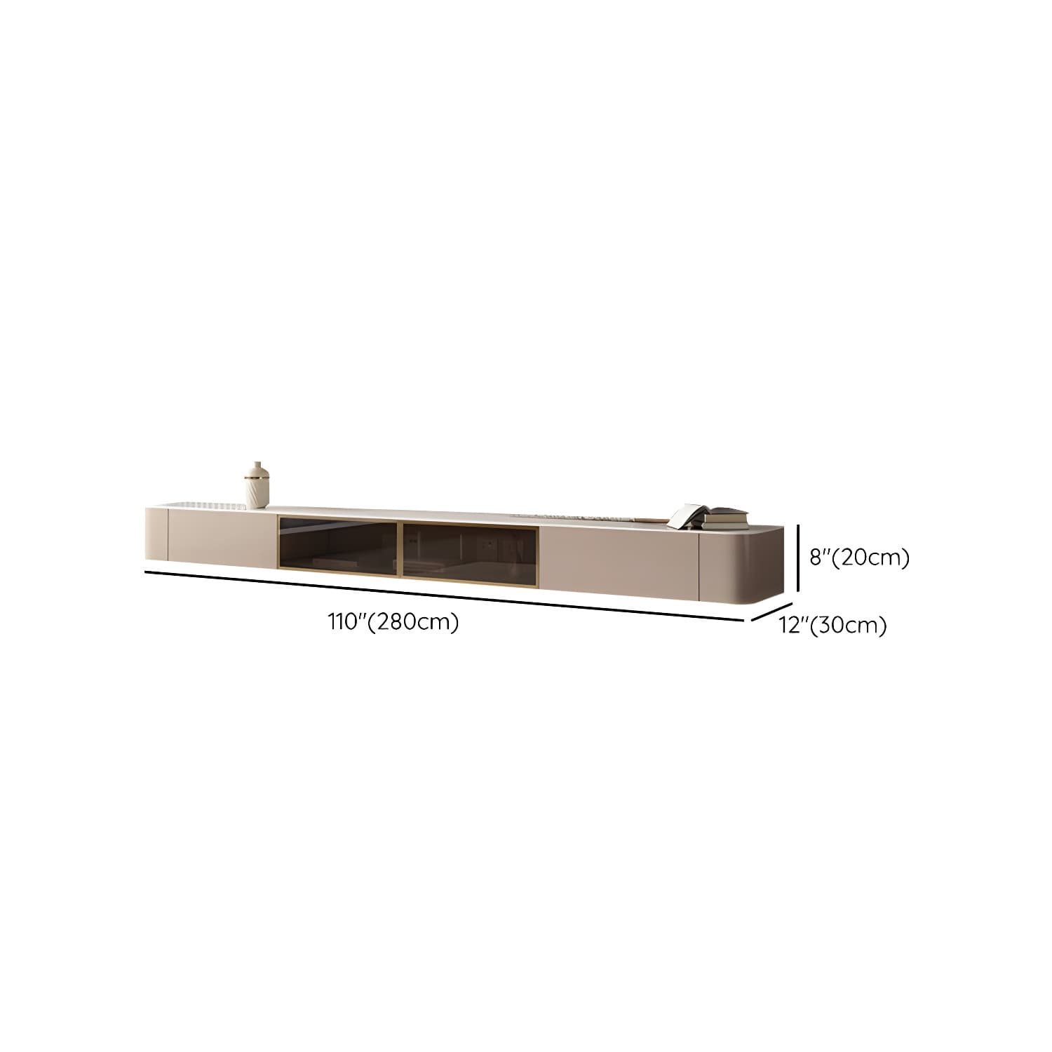 Brown Modern TV Stand with Floating Mount Design, Drawers, and Cable Management thumbnail 19