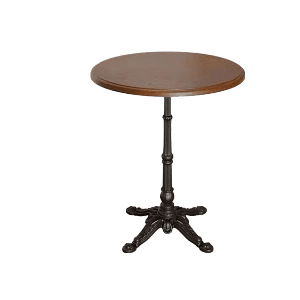 Industrial Natural Wood Finish Dining Table with a Rubber Solid Wood Tabletop and Metal Black Base thumbnail 6