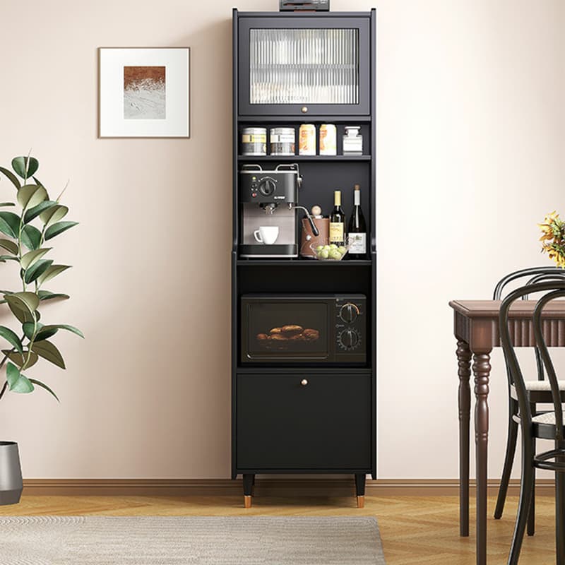 Living Room Use Simplistic Rectangle Black Wood Free Standing Utility Storage Cabinet with Knob Handle thumbnail 3