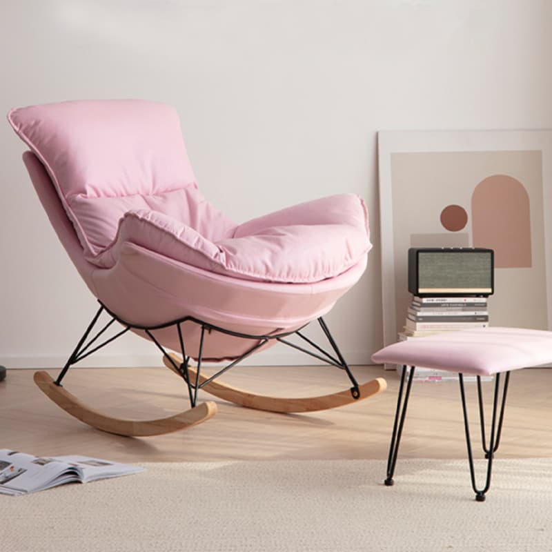 Modern Upholstered Rocking Chair Set with Slipcover and Ottoman thumbnail 9