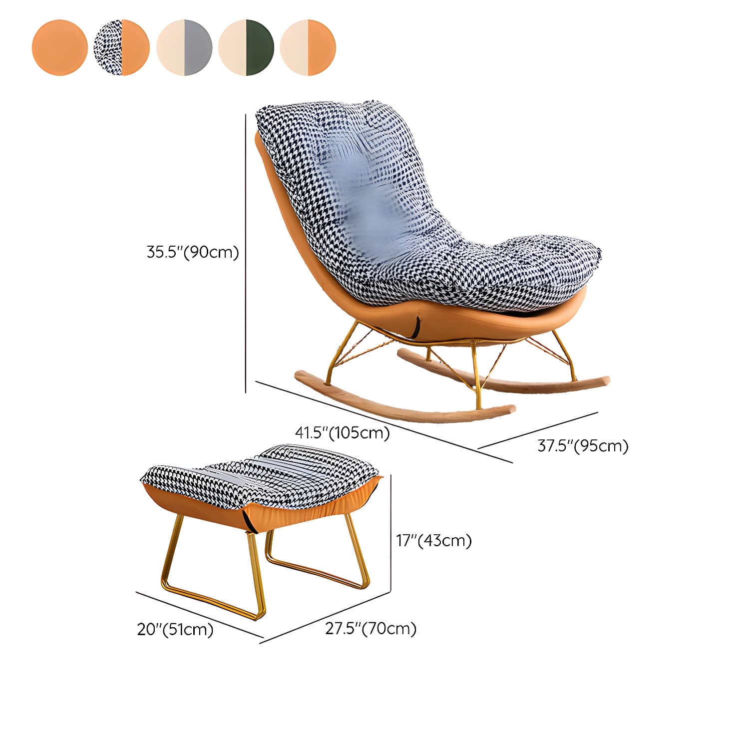 Modern Tufted Upholstered Rocking Chair with Natural Wood Legs thumbnail 23