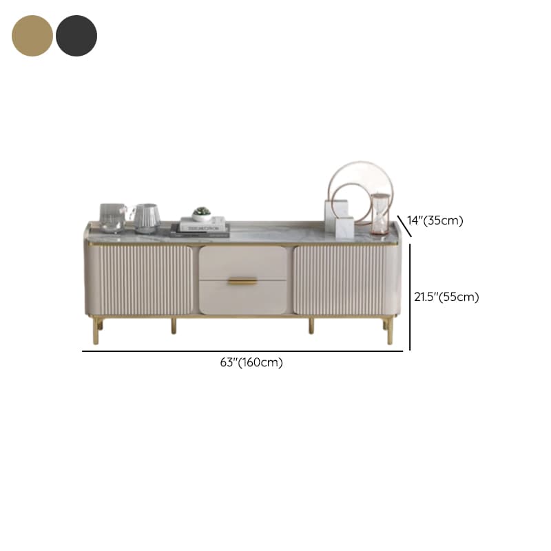 Sintered Stone Rectangular TV Stand for Sitting Room with 4-Drawer/2-Drawer, 2 Cabinets, and Cable Management thumbnail 10