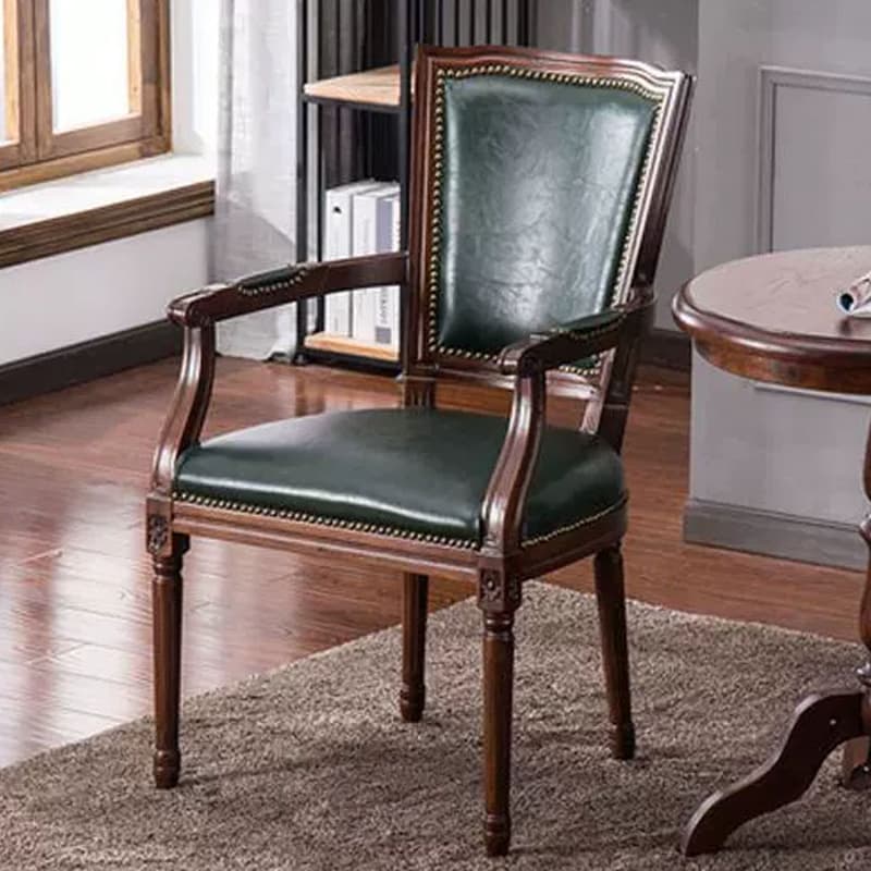 Traditional Antiqued Wood Sturdy Nailhead Trim King Louis Arm Chair/Armless Chair with Outlined and Foot Pads thumbnail 9
