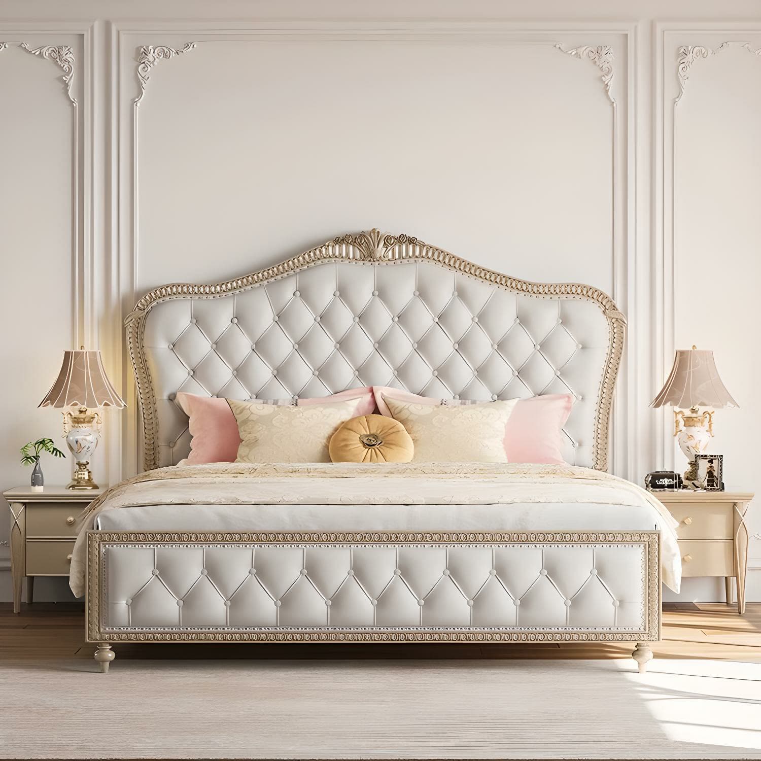 Glam Upholstered Button-tufted Standard Bed with Nailhead Trim thumbnail 2