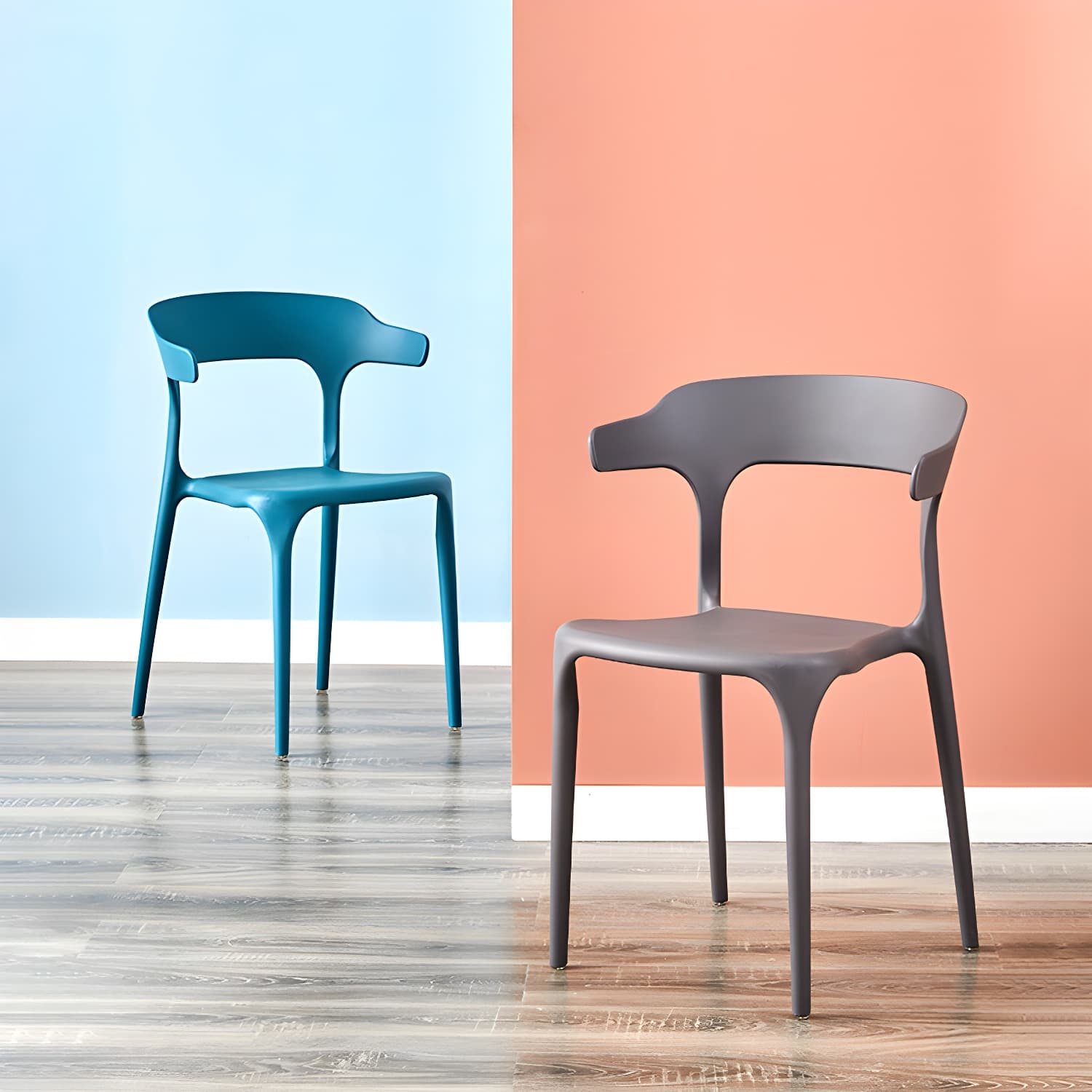 Home Modern Side Chair Stackable Open Back Plastic Dining Room Chair Set thumbnail 22