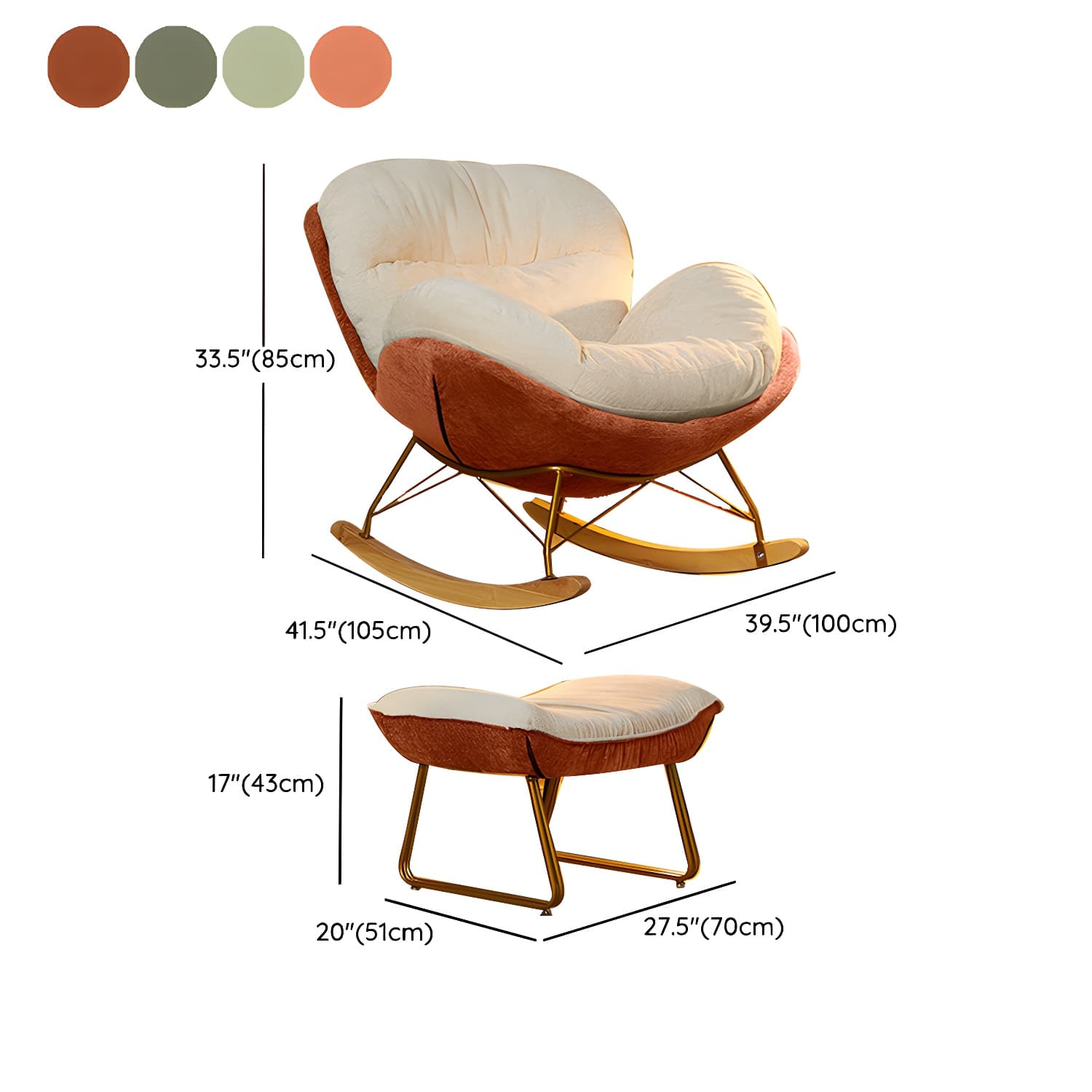 Scandinavia Rocking Accent Chair with Removable Cushions in Solid Wood thumbnail 22