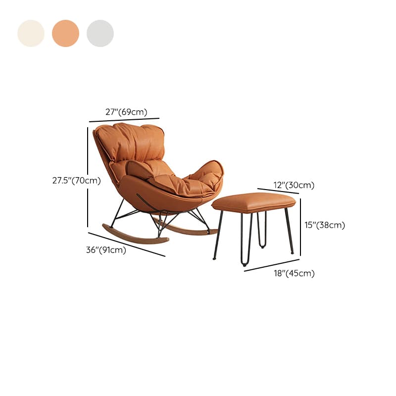 Grey/Chalk/Amber Contemporary Alloy 2 Piece Set Rocking Armchair with Padded Upholstery and Ottoman thumbnail 15