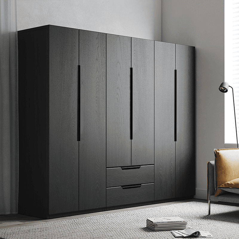 Ink Trendy Timber Wardrobe Armoire with Soft Close Drawer and Door, Interior Shelves, Clothing Rod thumbnail 3