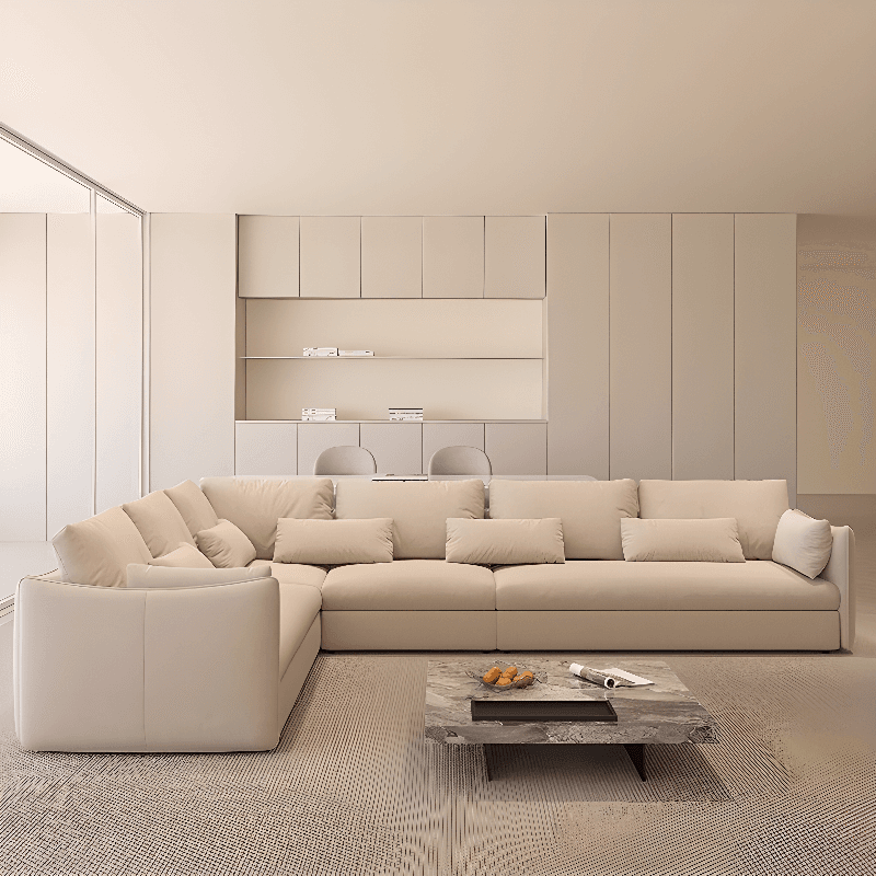 Straight/L-Shape Horizontal/Right Ink/White Sofa Couch/Sofa Recliner with Concealed Support for Drawing Room thumbnail 1