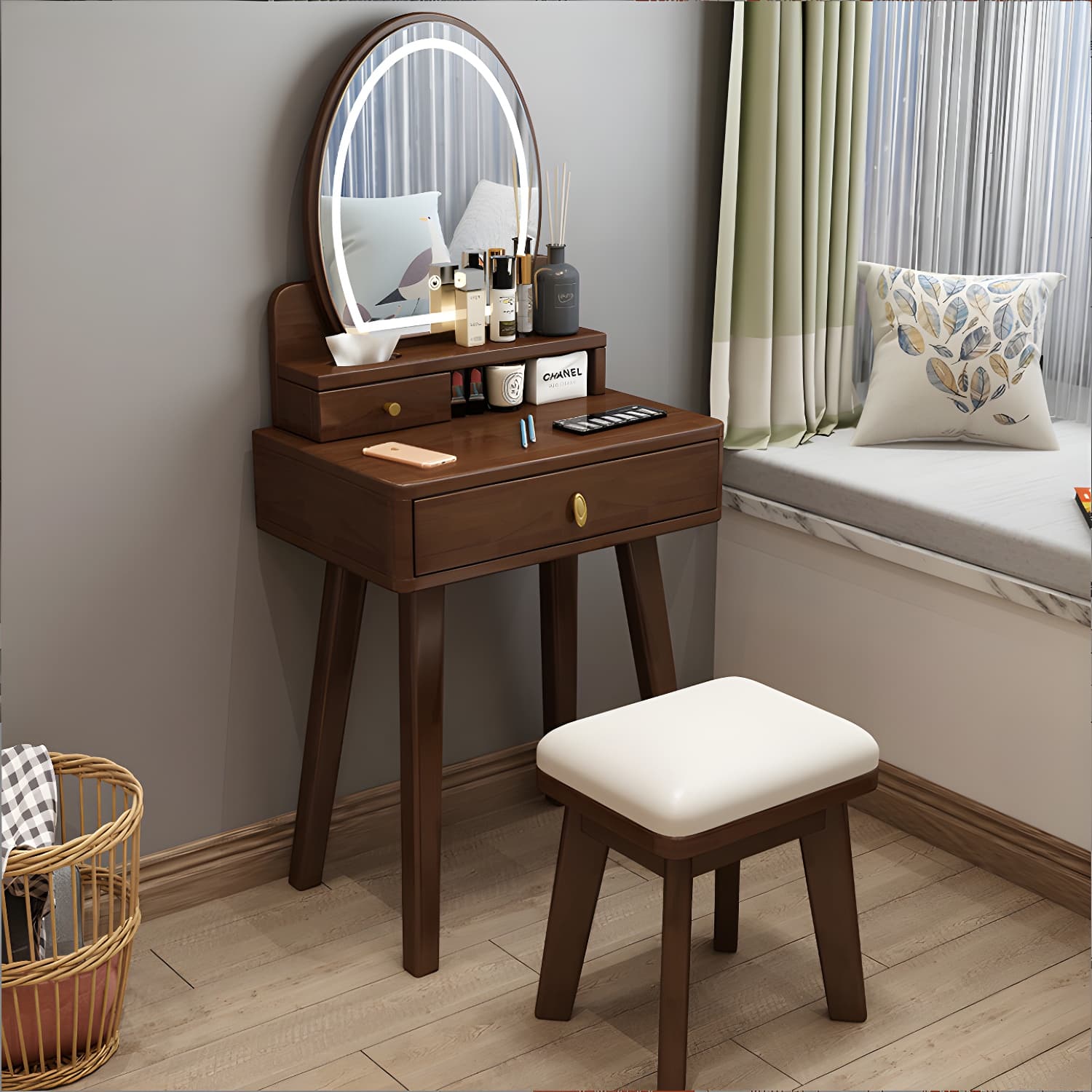 Traditions Dressing Table Bedroom Solid Wood with Drawer Mirror Make-up Vanity thumbnail 2