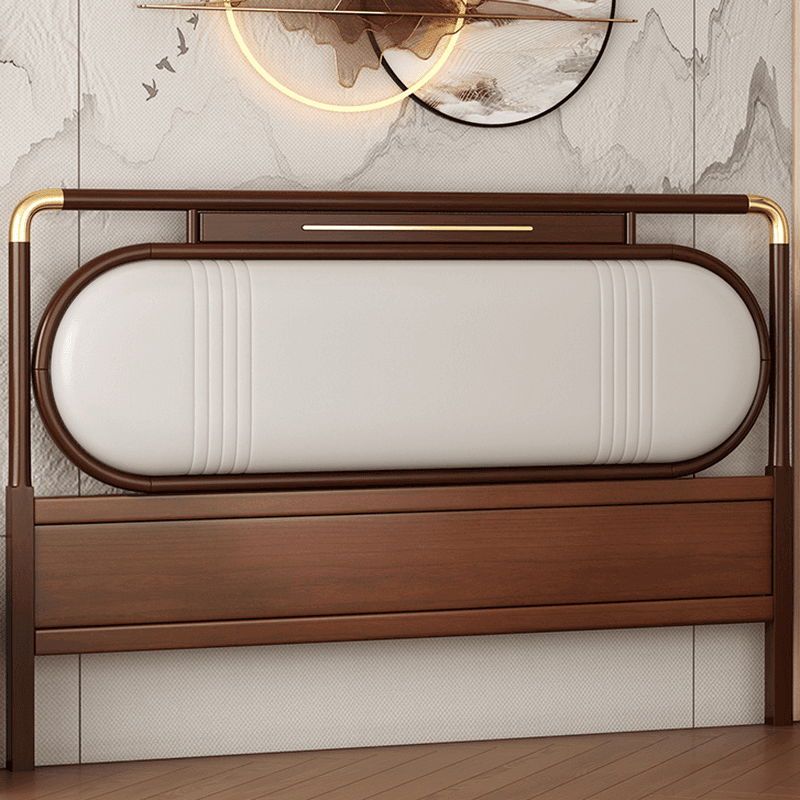 Modish No Distressing Timber Panel Headboard with Rectangle/Stepped Shape for Queen/King/Full Bed, Featuring Sponge Upholstery and Standard Height thumbnail 2