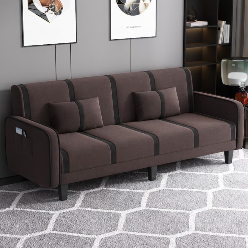 Trendy Solid Color Stain Resistant Standard Sofa/Loveseat in Dark Gray/Cerulean/Light Brown with Arm, Seats 3/2 People, and 2 Pillows thumbnail 3