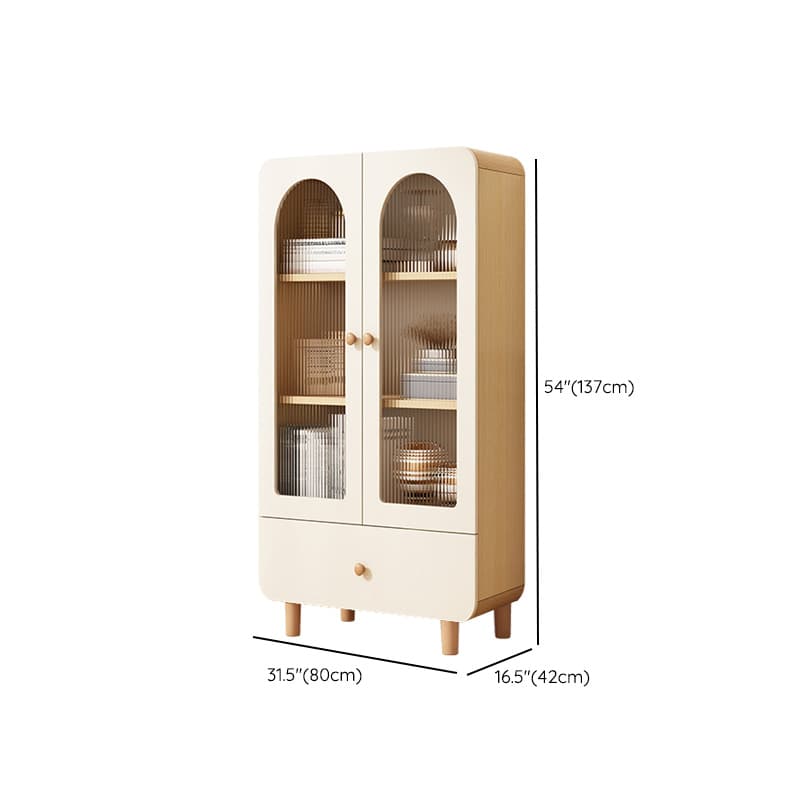 Modern White Lumber Narrow Sideboard with Single Drawer, 4 Shelves/Three Internal Shelves/Two Internal Shelves, Glass-panel Door thumbnail 32