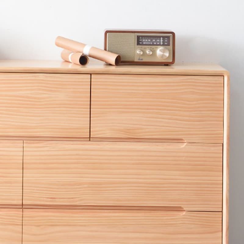 Five-Drawer Wooden Dresser, Natural Color, Modern Design, 50in Length, Pre-Drilled thumbnail 14