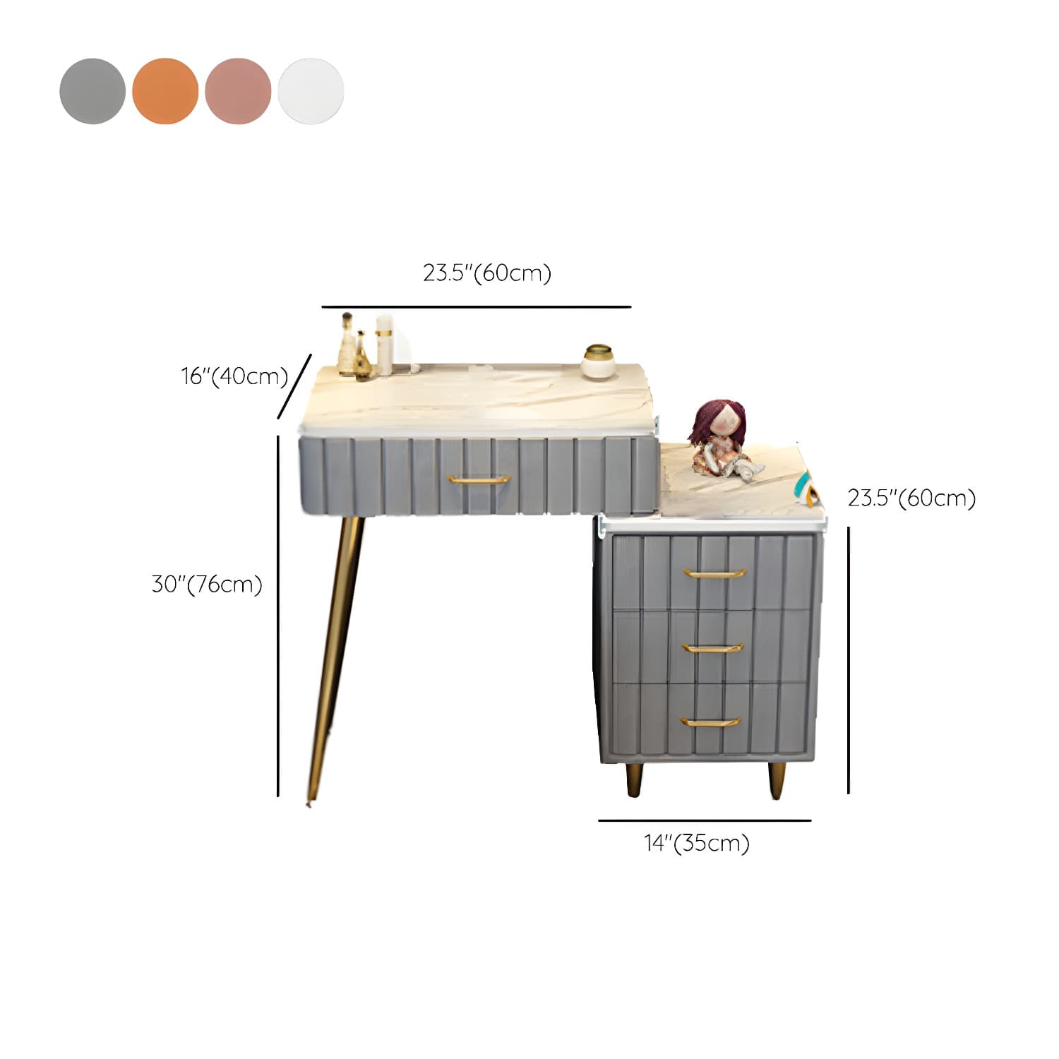 Wooden Makeup Vanity Storage Box Vanity Dressing Table for Bedroom thumbnail 15