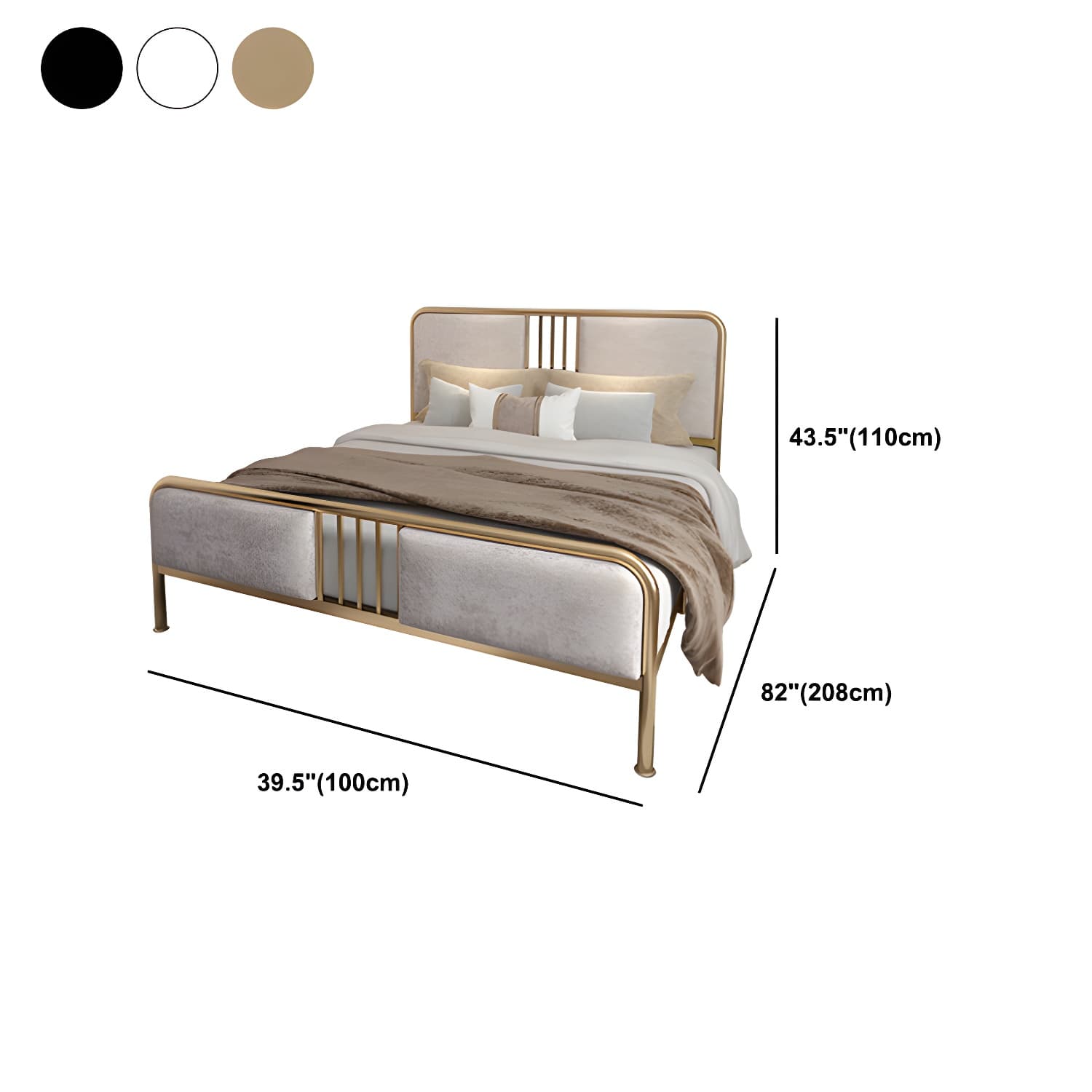 Glam Metallic Open-Frame Bed with Fabric Upholstered Headboard thumbnail 12