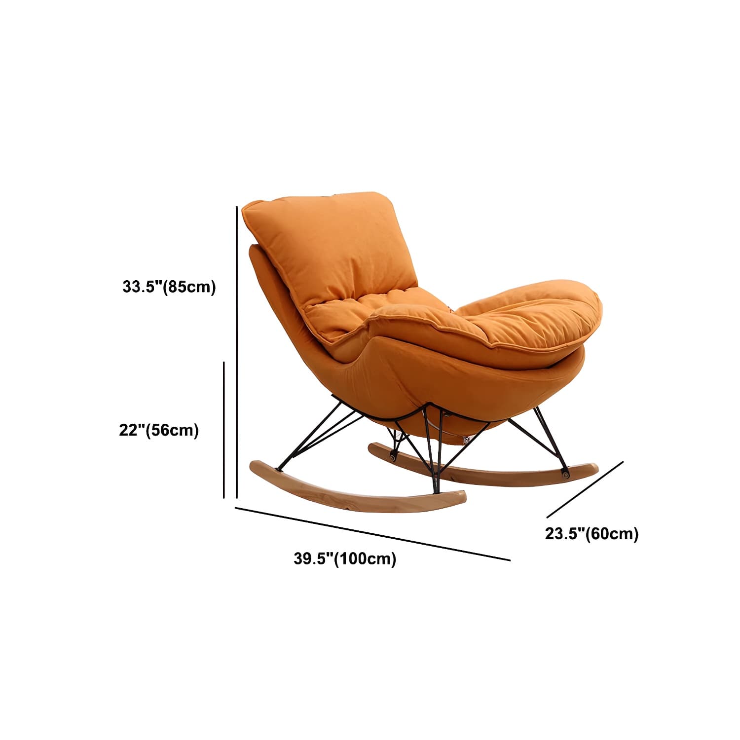 Solid Wood Rocking Chair Modern Rocker Chair with Removable Cushions thumbnail 25