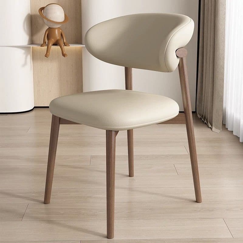 Modern Padded Armless Chair with Lumber Legs and Low Back thumbnail 5