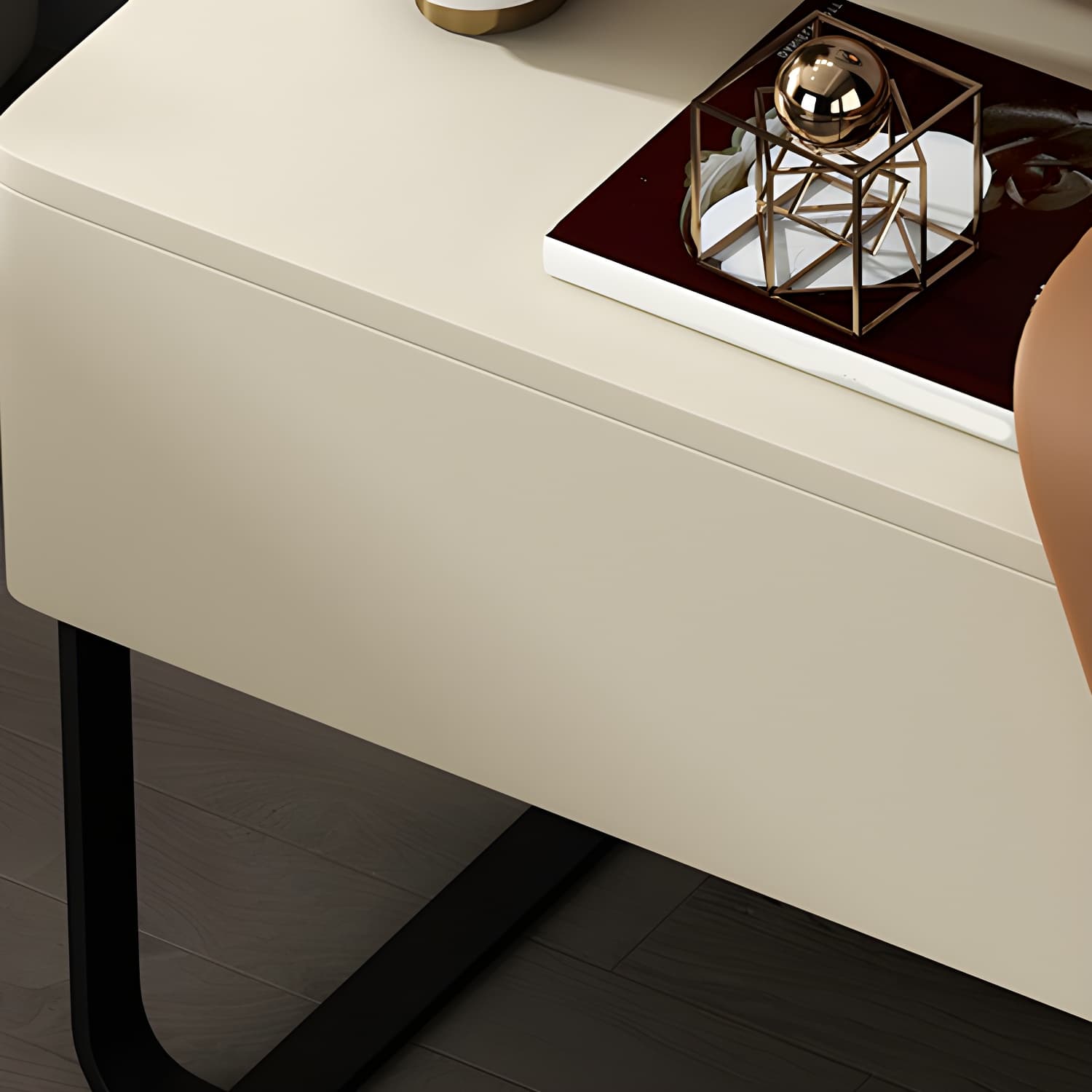 Modern Wooden Nightstand 19" Tall Sled Bedside Cabinet with Drawer thumbnail 16
